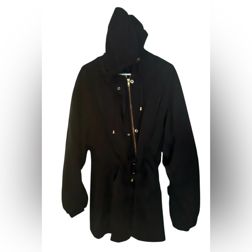 Giorgio Marandi Elegant Black Vintage Utility Trench Jacket Women SzL Drawstring